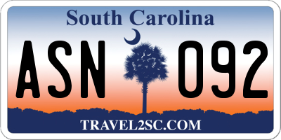 SC license plate ASN092