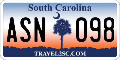 SC license plate ASN098