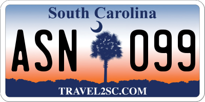 SC license plate ASN099