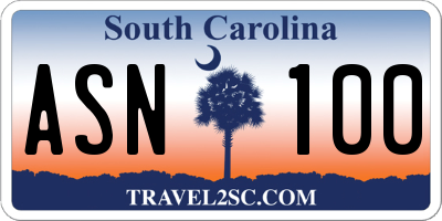 SC license plate ASN100