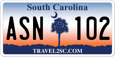 SC license plate ASN102