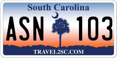 SC license plate ASN103