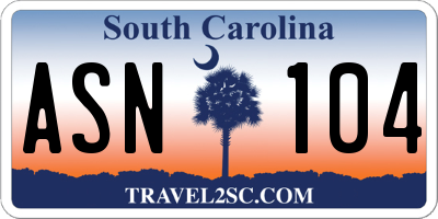 SC license plate ASN104