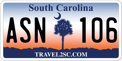 SC license plate ASN106