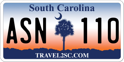 SC license plate ASN110
