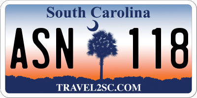 SC license plate ASN118