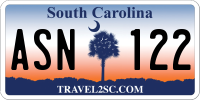 SC license plate ASN122
