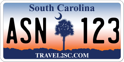 SC license plate ASN123