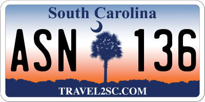 SC license plate ASN136