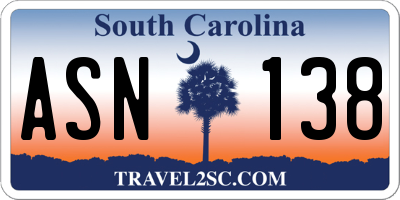 SC license plate ASN138