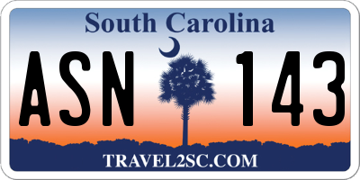 SC license plate ASN143