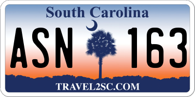 SC license plate ASN163