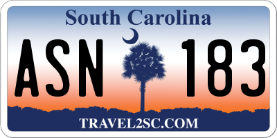 SC license plate ASN183