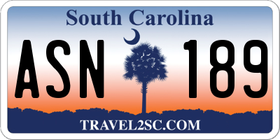 SC license plate ASN189