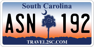 SC license plate ASN192