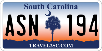 SC license plate ASN194