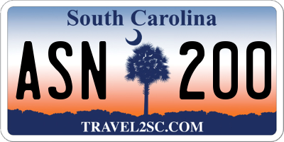 SC license plate ASN200