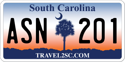 SC license plate ASN201