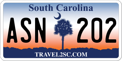 SC license plate ASN202