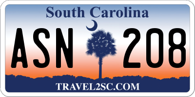SC license plate ASN208