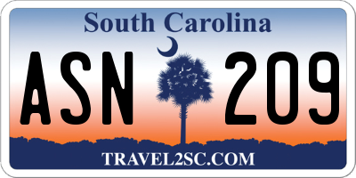SC license plate ASN209