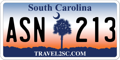 SC license plate ASN213