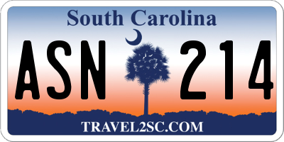 SC license plate ASN214