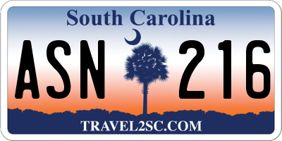 SC license plate ASN216