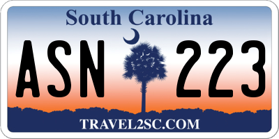 SC license plate ASN223