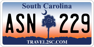 SC license plate ASN229