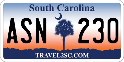 SC license plate ASN230