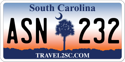 SC license plate ASN232