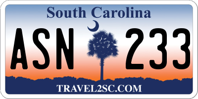 SC license plate ASN233
