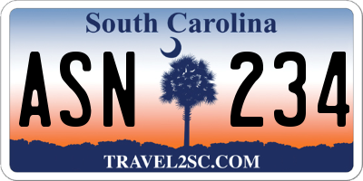 SC license plate ASN234