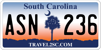 SC license plate ASN236
