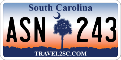 SC license plate ASN243