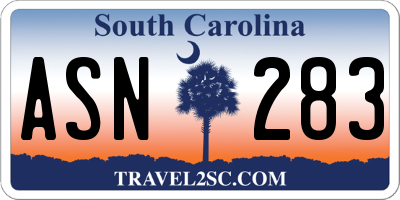 SC license plate ASN283