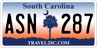 SC license plate ASN287