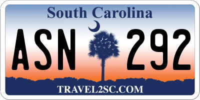 SC license plate ASN292