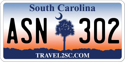 SC license plate ASN302