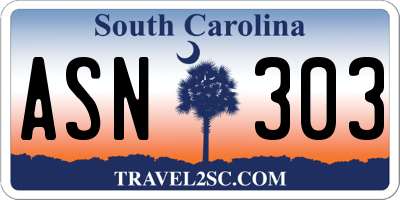 SC license plate ASN303