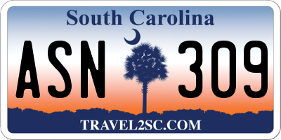 SC license plate ASN309