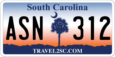 SC license plate ASN312