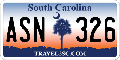 SC license plate ASN326