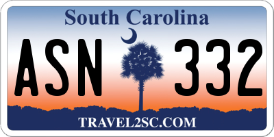 SC license plate ASN332