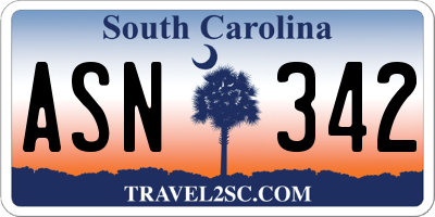 SC license plate ASN342