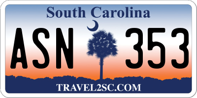 SC license plate ASN353