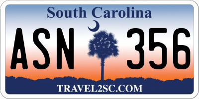 SC license plate ASN356