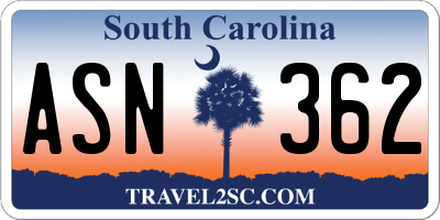 SC license plate ASN362