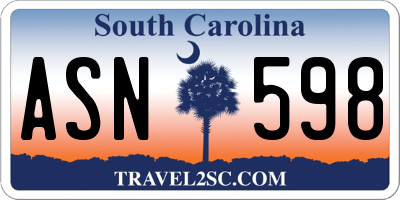 SC license plate ASN598